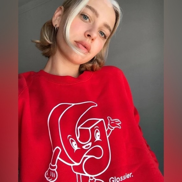 GLOSSIER G Pal Sweatshirt Red Medium - Picture 1 of 8